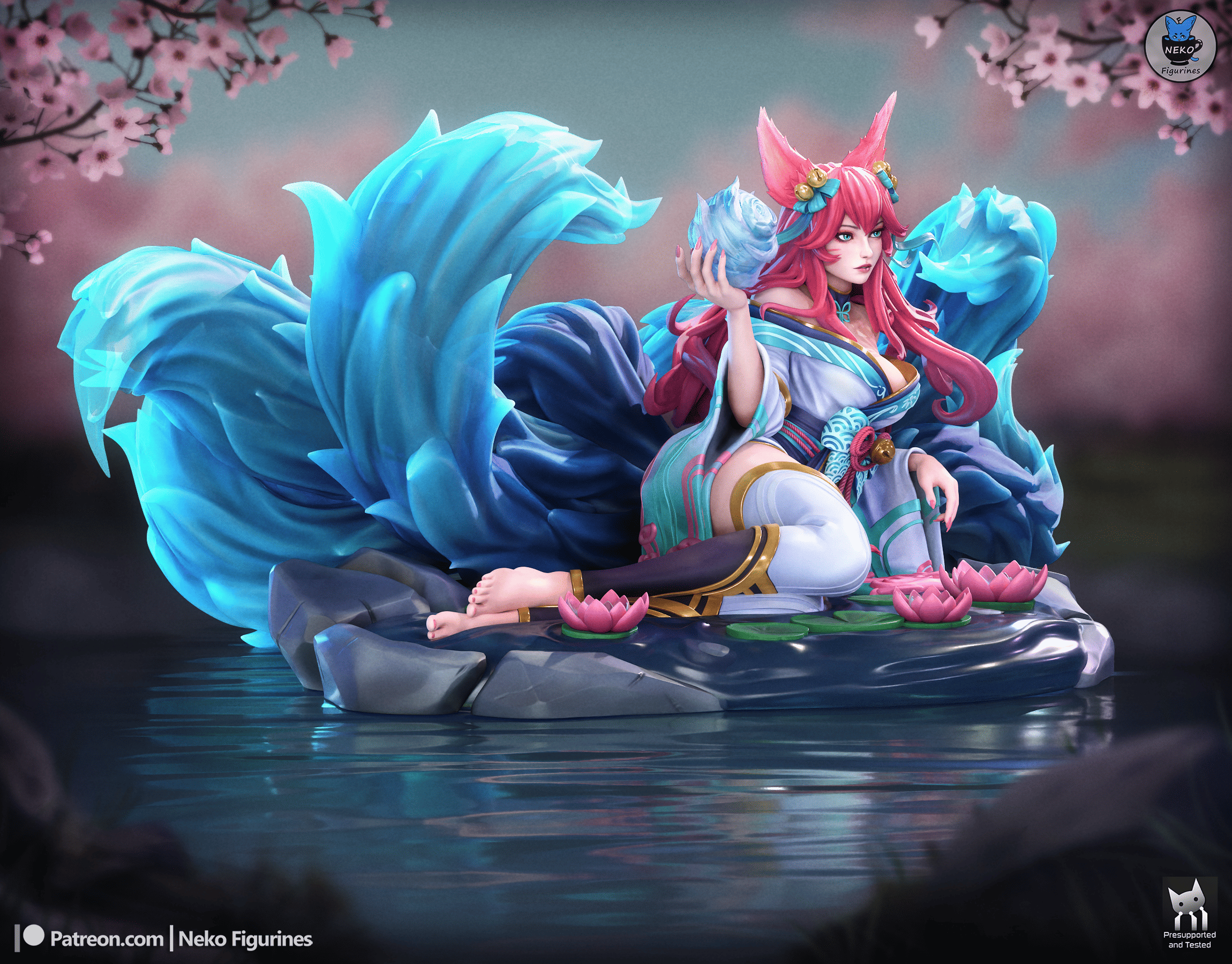 Ahri Spirit Blossom - League of Legends | Custom Statue 3D printed figure