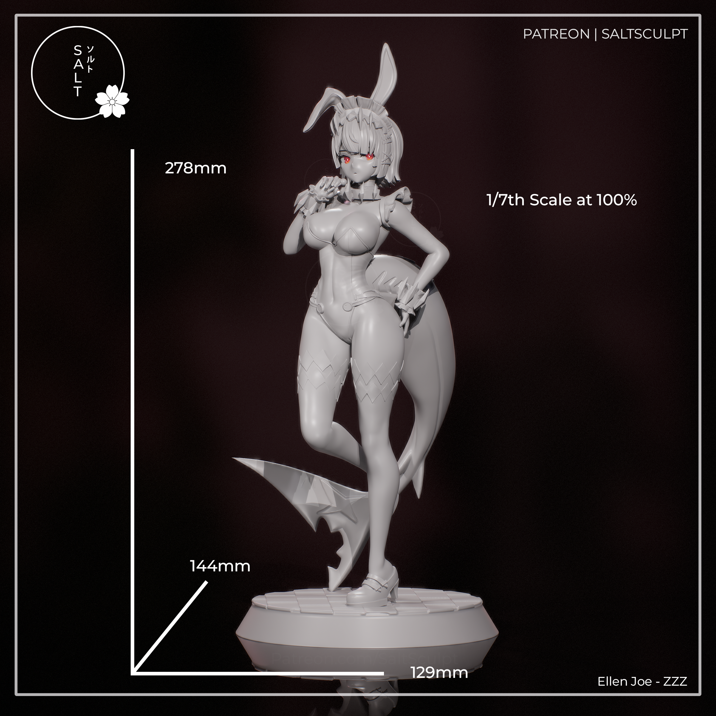 Ellen Bunny Girl Suit - Zenless Zone Zero ZZZ | Custom Statue 3D printed figure