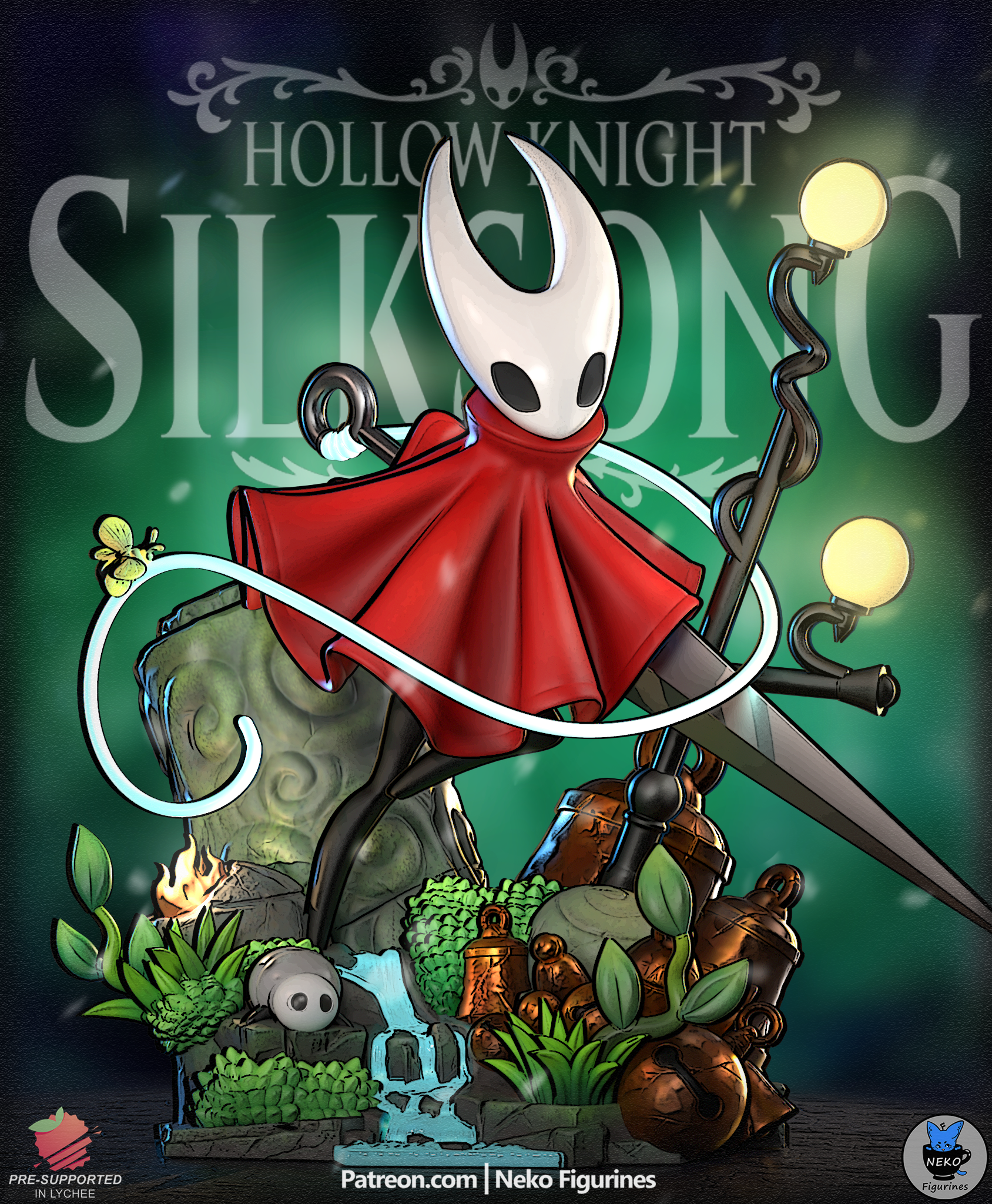 Hornet Diorama - Hollow Knight Silksong | Custom Statue 3D printed figure