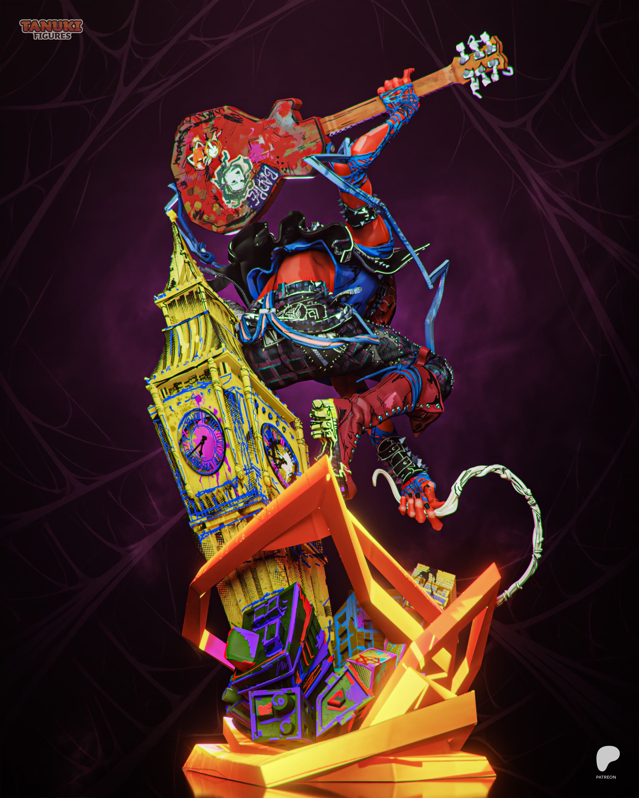 Spiderpunk - Spider-Man | Custom Statue 3D printed figure