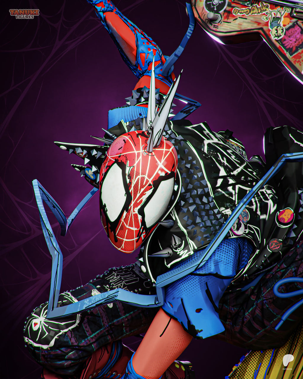 Spiderpunk - Spider-Man | Custom Statue 3D printed figure