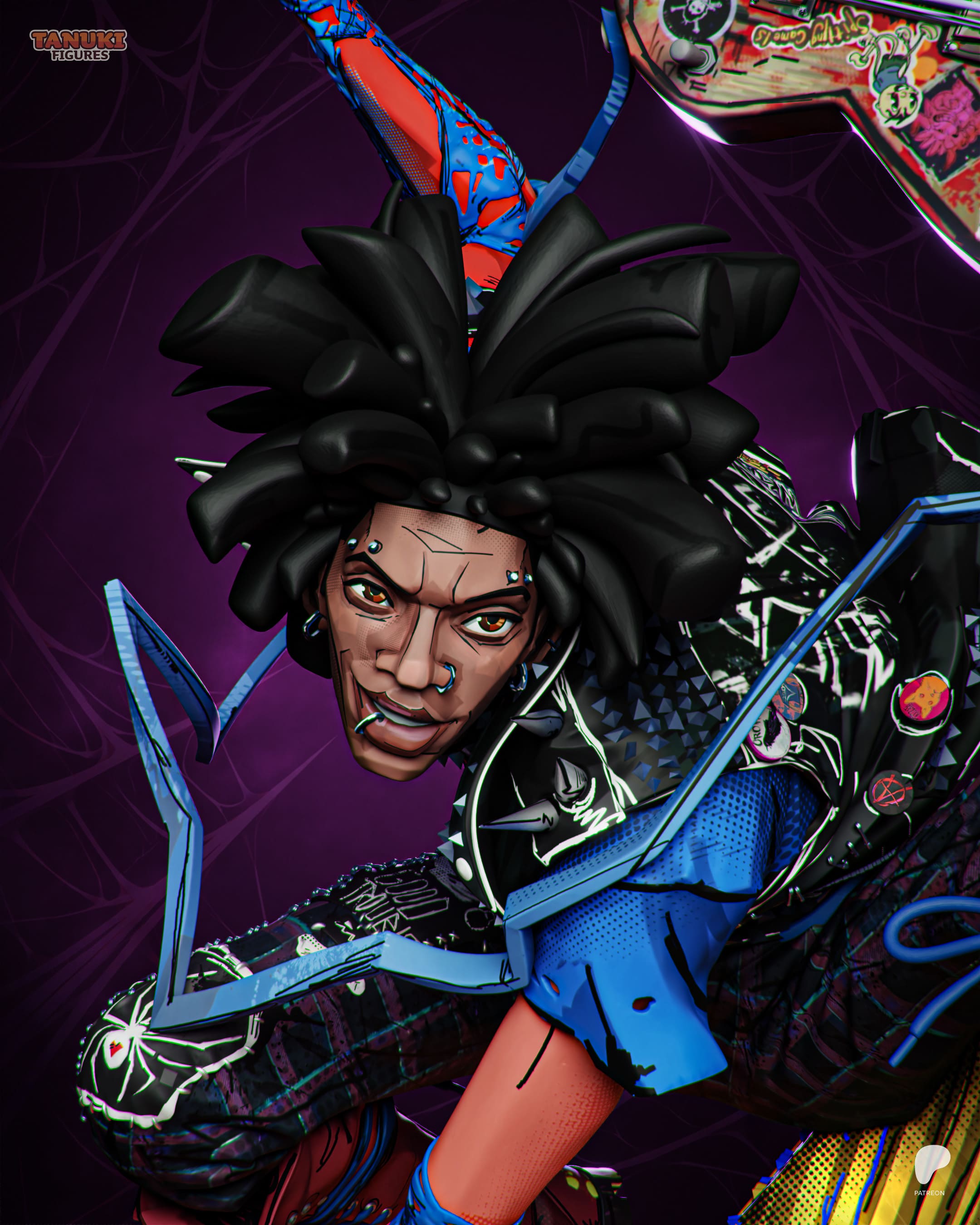 Spiderpunk - Spider-Man | Custom Statue 3D printed figure