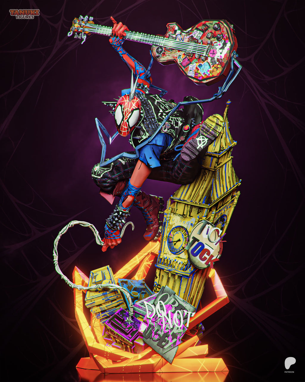 Spiderpunk - Spider-Man | Custom Statue 3D printed figure