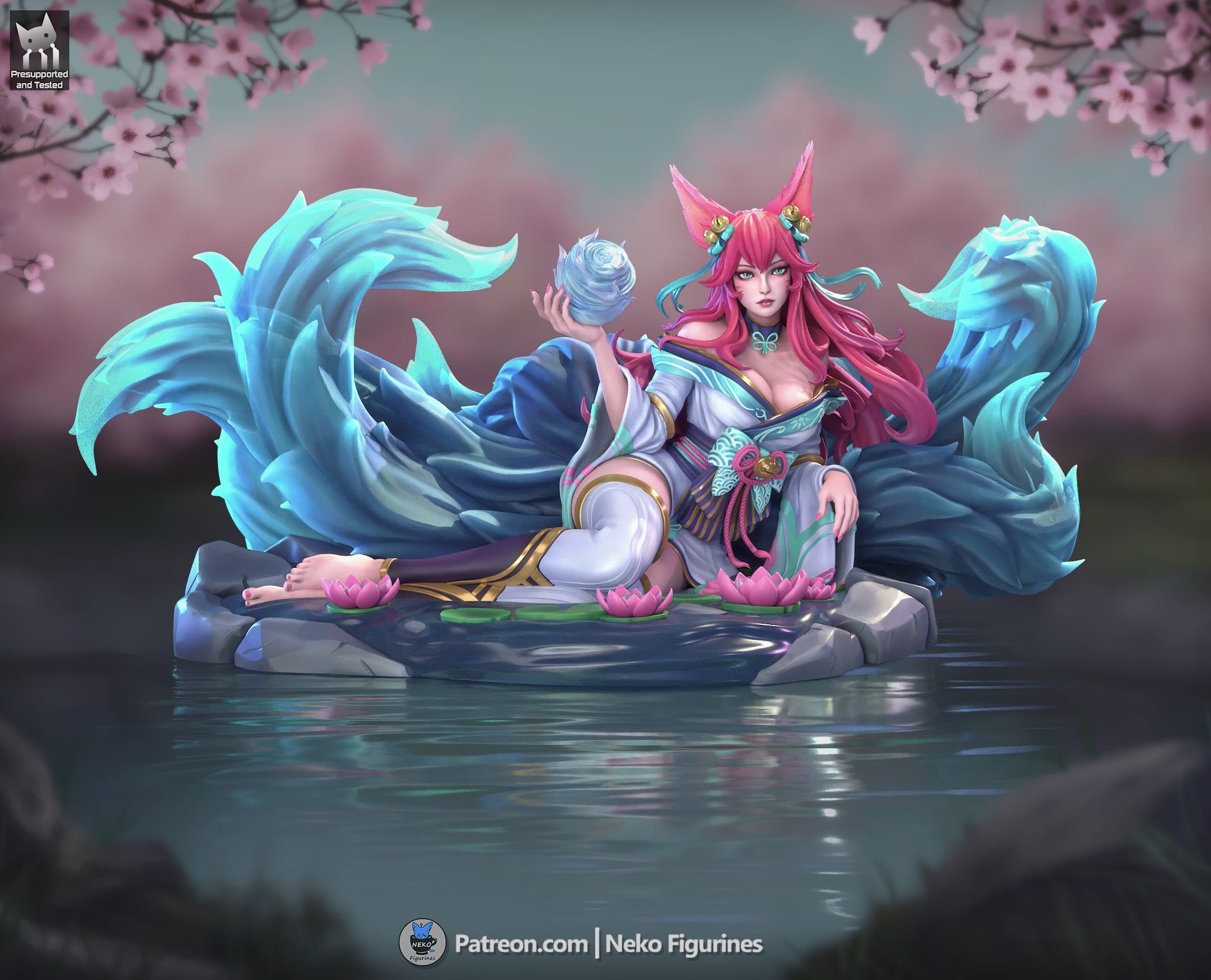 Ahri Spirit Blossom - League of Legends | Custom Statue 3D printed figure